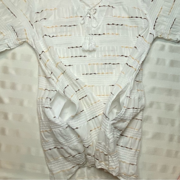 WAVE ZONE Beach Pool CoverUp White Lace-Up Tunic Top Sz L - Picture 11 of 12